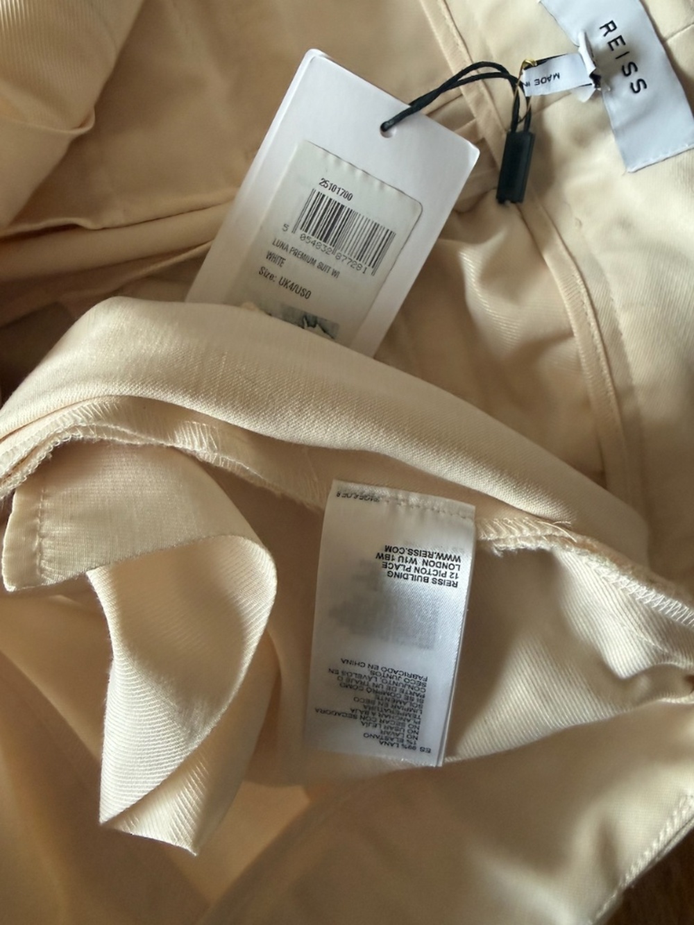 NWT REISS Stretch-Wool Luna Flair Trousers - Ecru 0 - Picture 9 of 16